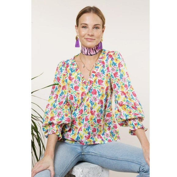 RIXO Multicolor Floral Blouse - Picture 1 of 9